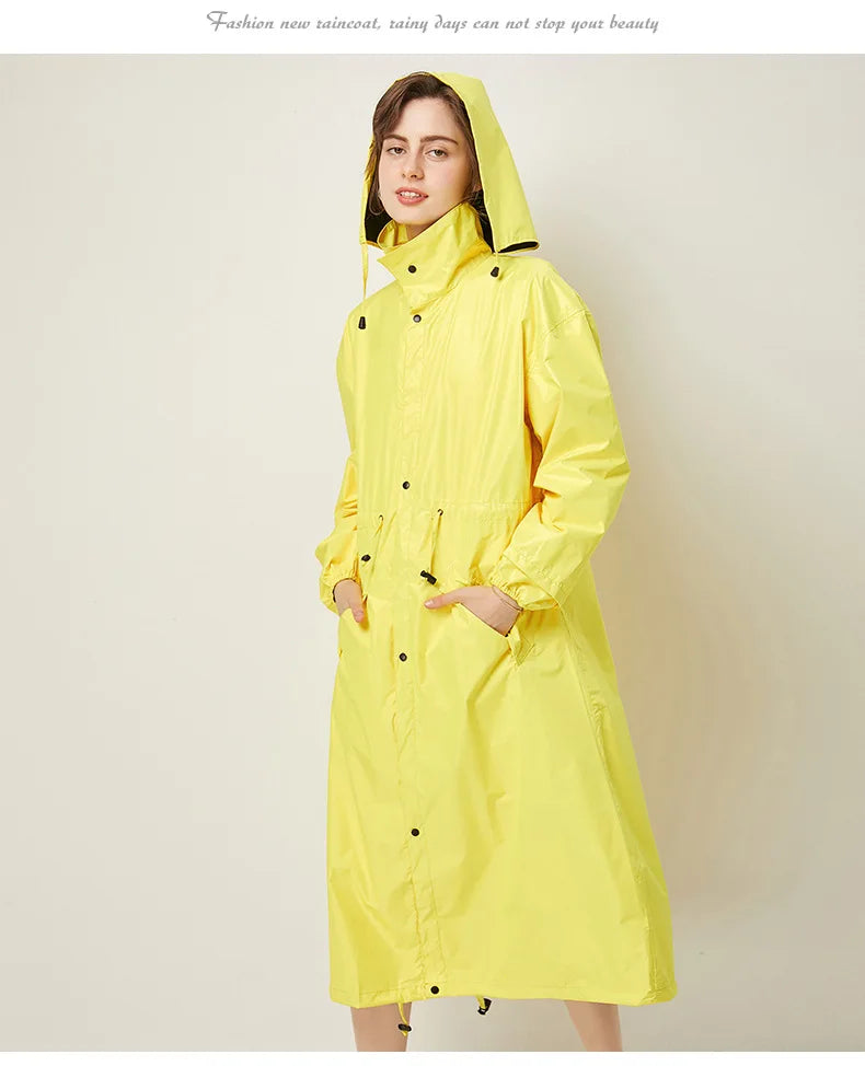 Women's Fashion Raincoat Waterproof Rain Poncho Cloak with Hood for Hiking Climbing and Touring