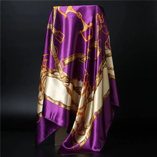 90*90cm square silk scarf Women Shawl Print Satin Hijab Female Luxury Brand Square Lady muffler coverchief bandanna pareo girl