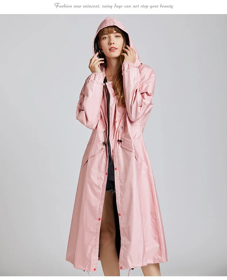 Women's Fashion Raincoat Waterproof Rain Poncho Cloak with Hood for Hiking Climbing and Touring