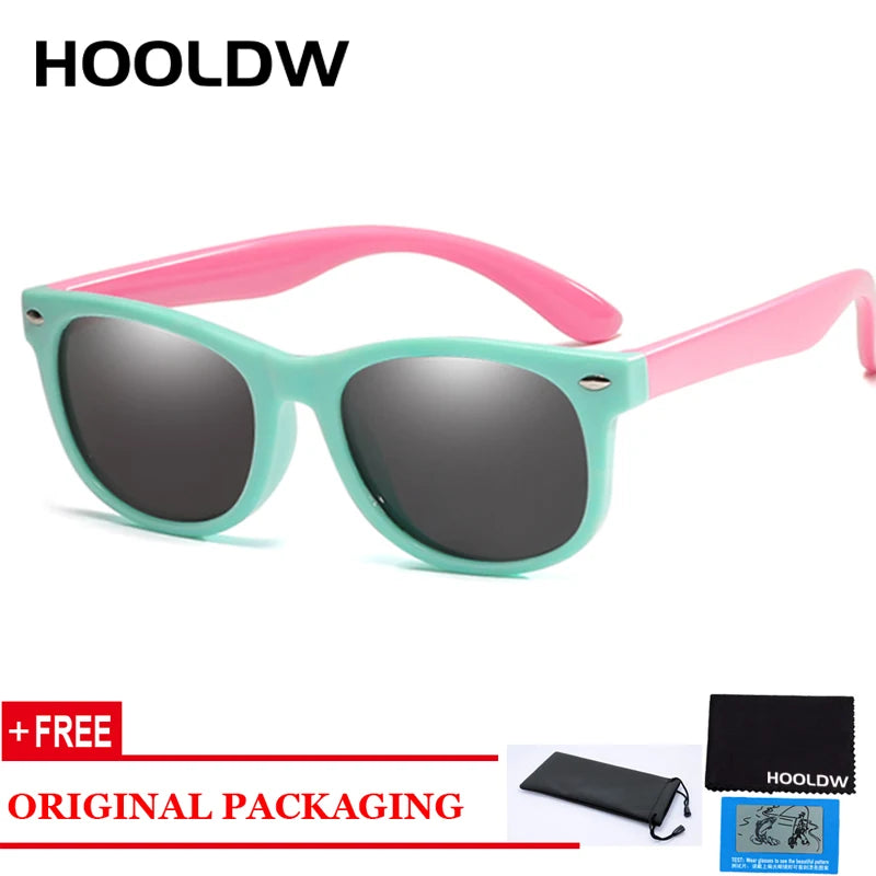 HOOLDW Polarized Children Sunglasses TR90 Boys Girls Kids Sun Glasses Silicone Safety Baby Glasses UV400 Eyewear oculos de sol
