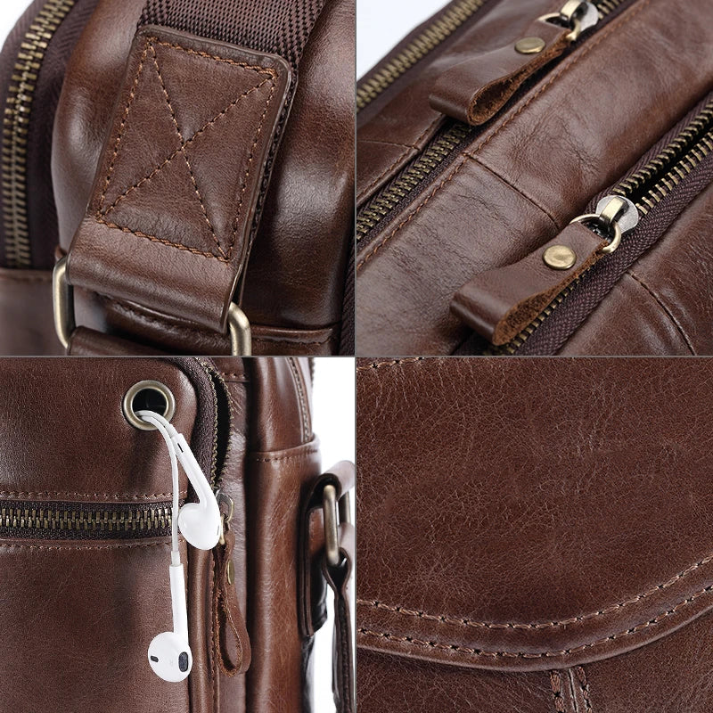 New 2024 Men Genuine Leather Shoulder Bag Casual Leather Men's Pad Messenger Bag Male Business Crossbody Bag Hot Handbag for Men