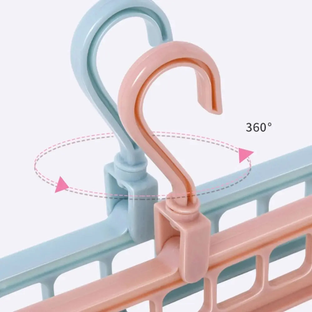 9-Hole Wardrobe Storage Rack Folding Anti-slip Clothes Drying Rack 360 Degree Rotation Multifunctional Foldable Clothes Hanger
