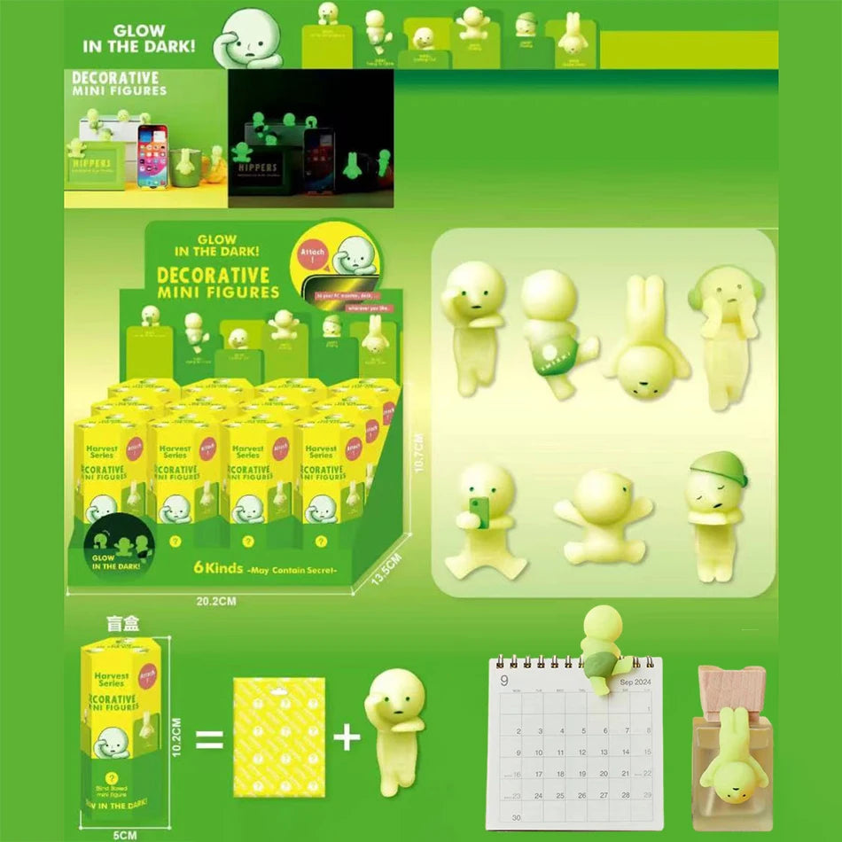 8pcs SMISKI Life Series Glow-in-the-dark Doll Blind Box Corner Decorative Tabletop Model Christmas Toy Fans Surprise Gifts