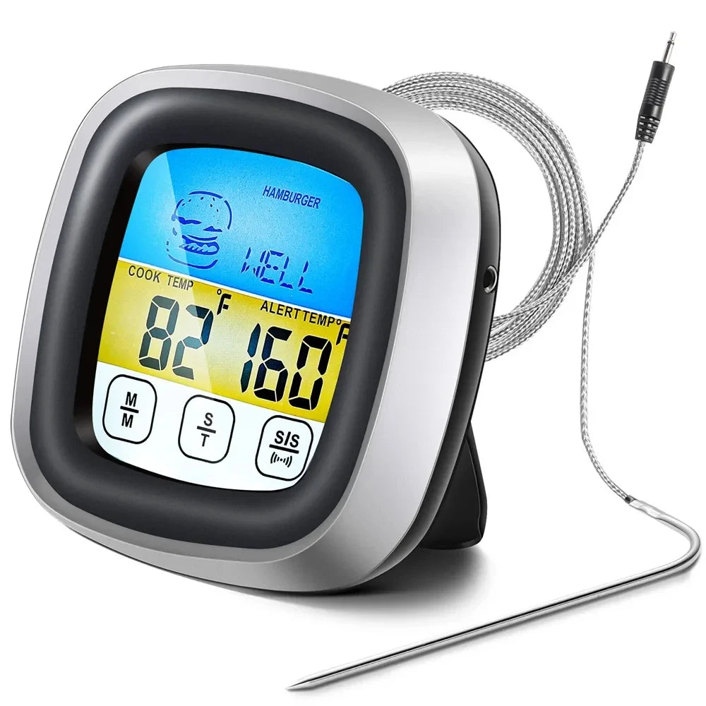 Digital Kitchen Thermometer Probe Touch Screen Meat Barbecue Food Temperature Measure Tool Steak BBQ Timer Cooking Tools