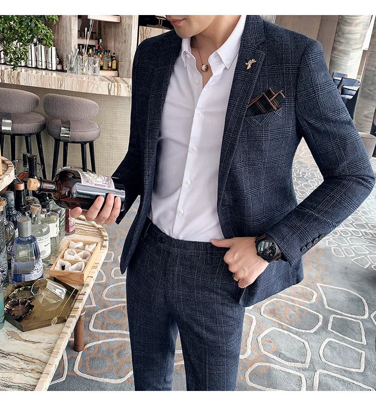 Blazer Plus Size 7XL Men's Blazer Fashion Business Italian Style Linen Leisure Wedding for Office Workers Assembling A Blazer