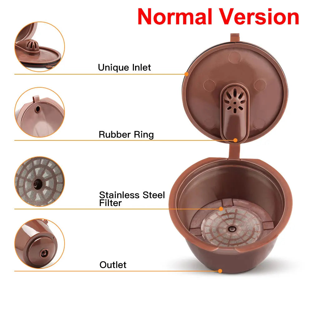Icafilas Plastic Reusable Dolce Gusto Coffee Capsule Coffee Filters Pod Refillable Coffee Dripper Cup Cream Normal Coffee