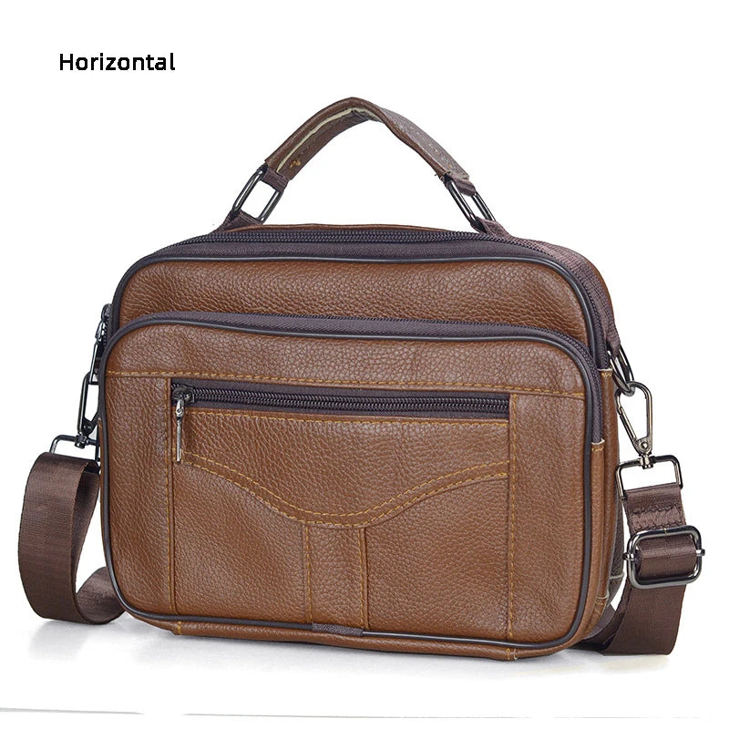 Men Genuine Leather Handbags Male High Quality Cowhide Leather Messenger Bags Men's Ipad Business Bag Middle Size Briefcase Tote