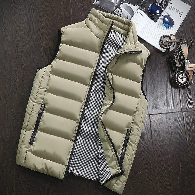 New Autumn Casual Sleeveless Vest Men Jacket Fashion Warm Windproof Cotton Coat Male Winter High Quality Clothing Men Waistcoat