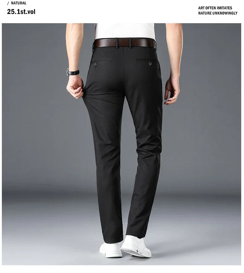 2024 Spring Autumn Men's Casual Pants Man Slim Fit Chinos Fashion Trousers Male Formal Trousers Brand Clothing Plus Size 30-40
