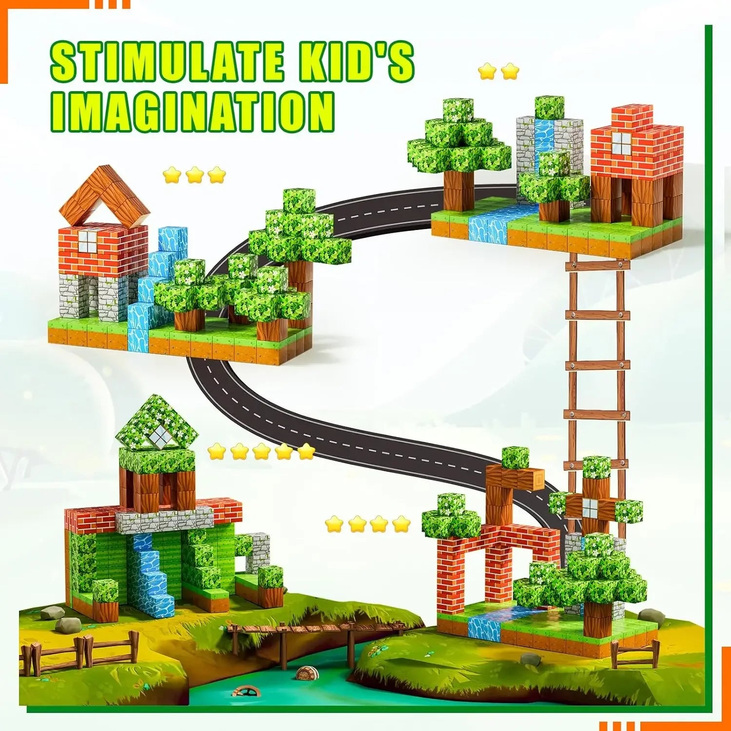 Magnetic building blocks create a mining magnet world for boys and girls, magnetic structure magnetic puzzle set, Montessori sen