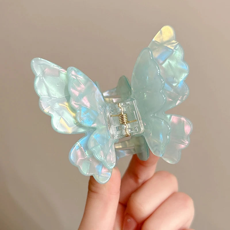 AWAYTR Fairy Butterfly Hair Claw Acetate Crab Hair Clip Sweet Princess Shark Clip for Women Girl Hairpin Hair Accessories