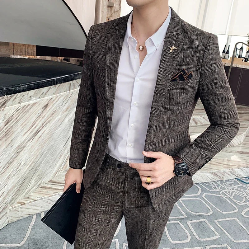 Blazer Plus Size 7XL Men's Blazer Fashion Business Italian Style Linen Leisure Wedding for Office Workers Assembling A Blazer