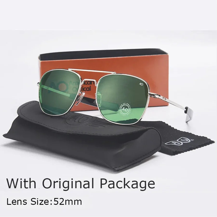Fashion Classical Aviation Sunglasses Men AO Sun Glasses For Male American Army Military Glass Lens Oculos