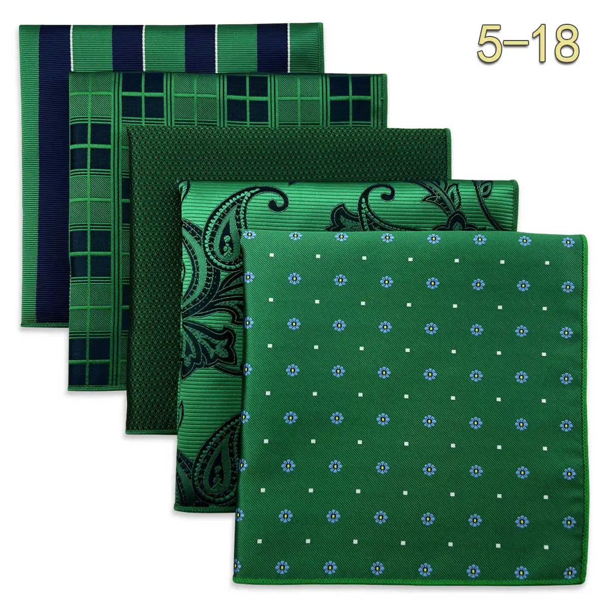 5 Pieces Colorful Assorted Mens Pocket Square Classic Handkerchief Set Gift