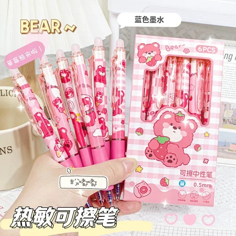 Sanrio Blue Erasable Gel Pen My Melody Cinnamoroll Cute Click Pen Hello Kitty Girly Heart Student Stationery Birthday Gift