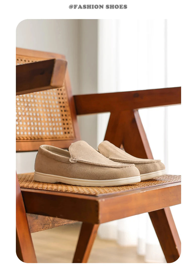 Men's Casual Shoes Suede Leather Loafers Classic British Style Men Shoes Lightweight Soft Moccasins Male Slip on Driving Flats