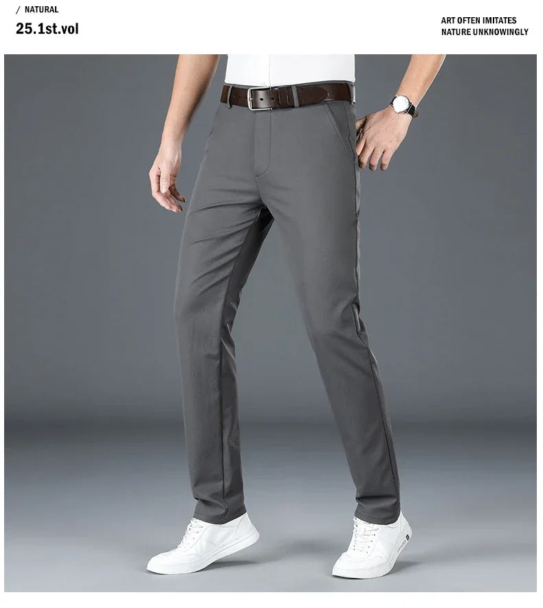 2024 Spring Autumn Men's Casual Pants Man Slim Fit Chinos Fashion Trousers Male Formal Trousers Brand Clothing Plus Size 30-40