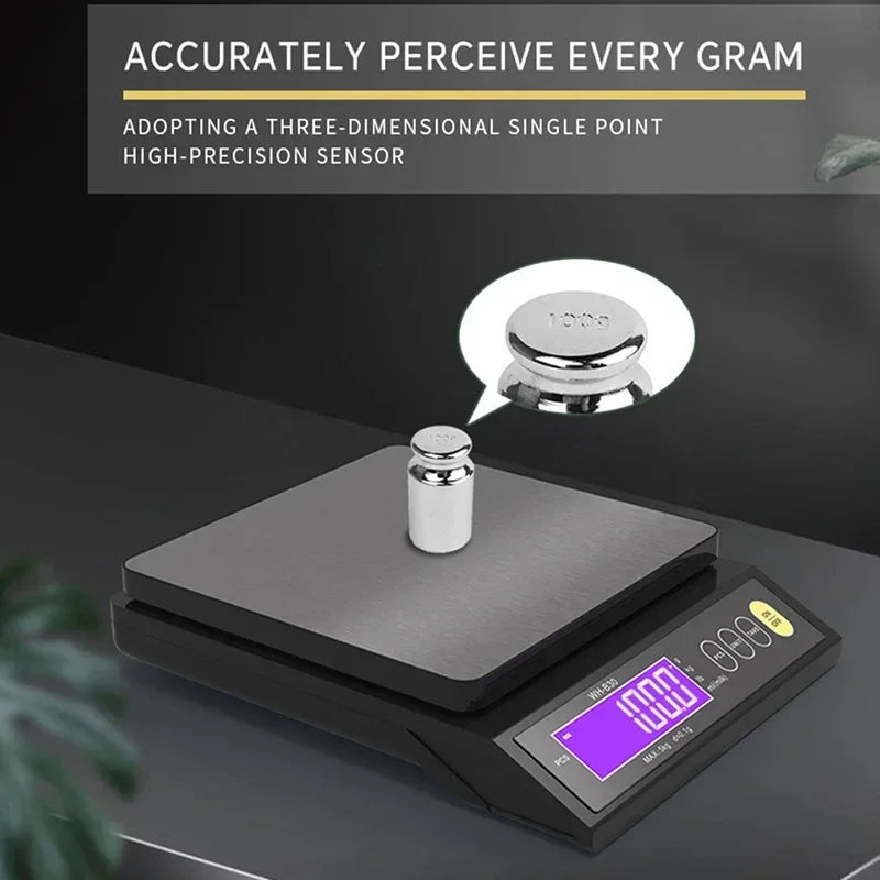 Digital Electronic Kitchen Scale 5kg/0.1g 10kg/1g Stainless Steel Rechargeable High Accurate  Auto Power Off Unit Conversion