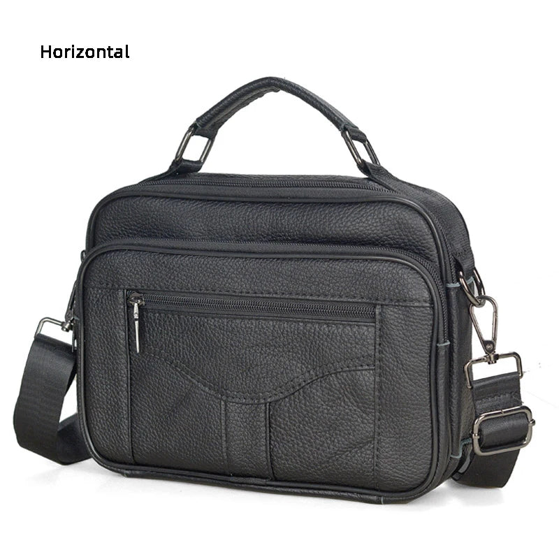 Men Genuine Leather Handbags Male High Quality Cowhide Leather Messenger Bags Men's Ipad Business Bag Middle Size Briefcase Tote