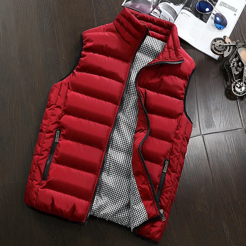 New Autumn Casual Sleeveless Vest Men Jacket Fashion Warm Windproof Cotton Coat Male Winter High Quality Clothing Men Waistcoat