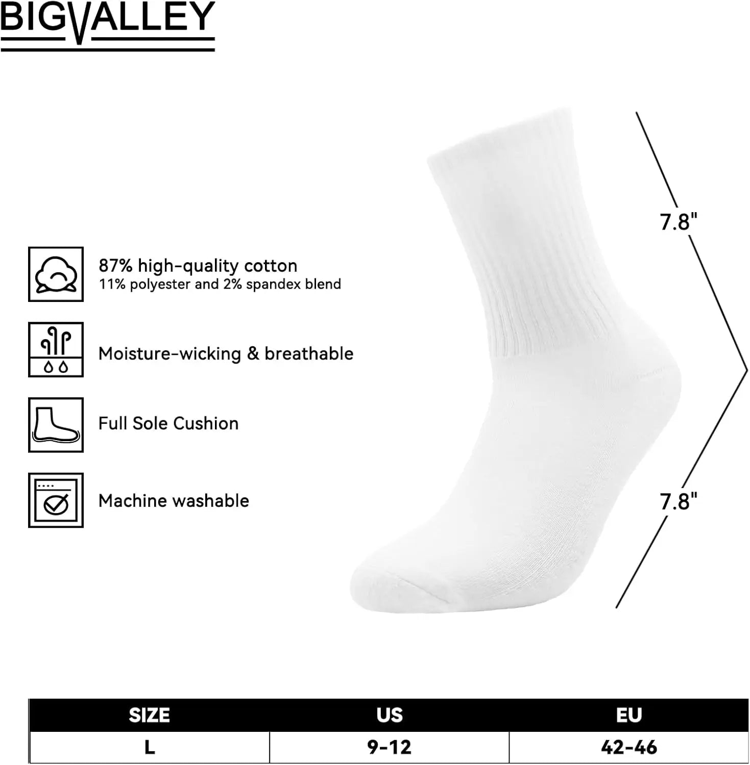 Men's must-have cotton dress socks, classic - cushioned athletic comfort for both casual and sporty use