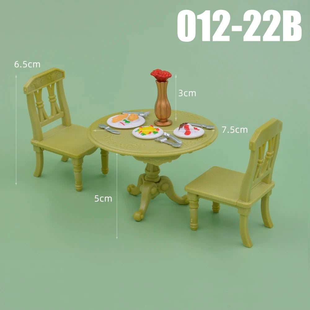 Dollhouse Furniture Kitchen Play Set Miniature Refrigerator 1:12 Mini Food Living Room Sofa Set Pretend Play  Accessores Toy