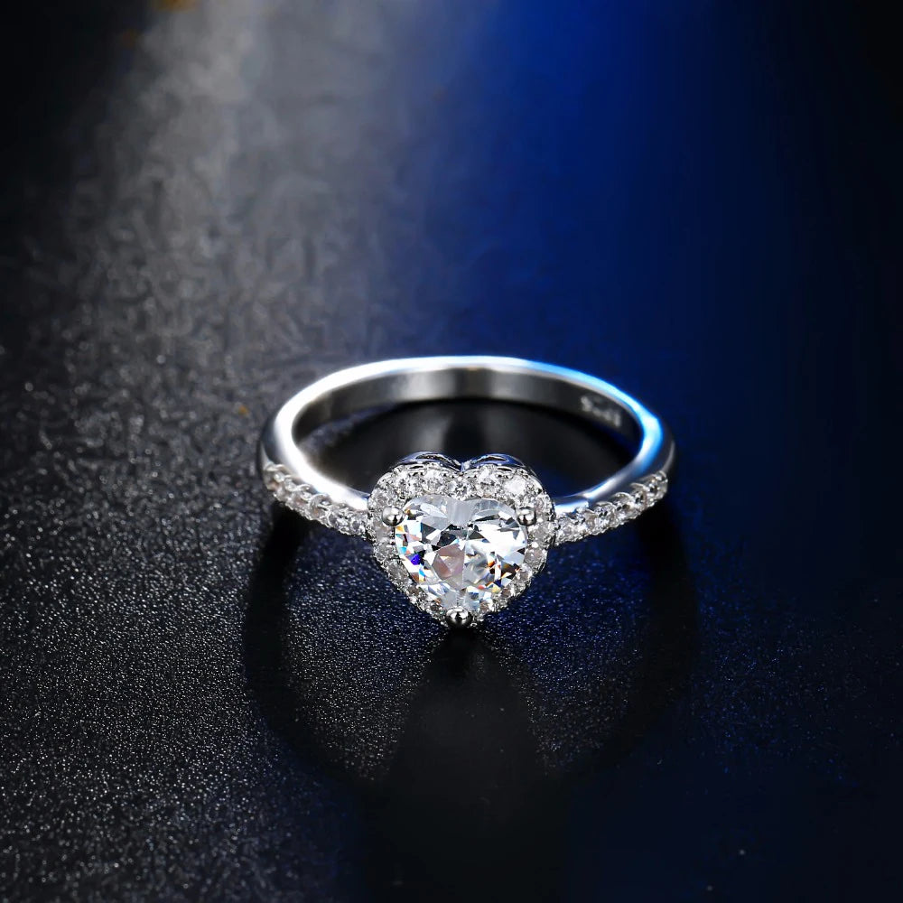 Adjustable Solitaire Rings for Women Bridal Classic Silver Color AAA+Cubic Zirconia Wedding Engagement Marriage Ring Jewelry