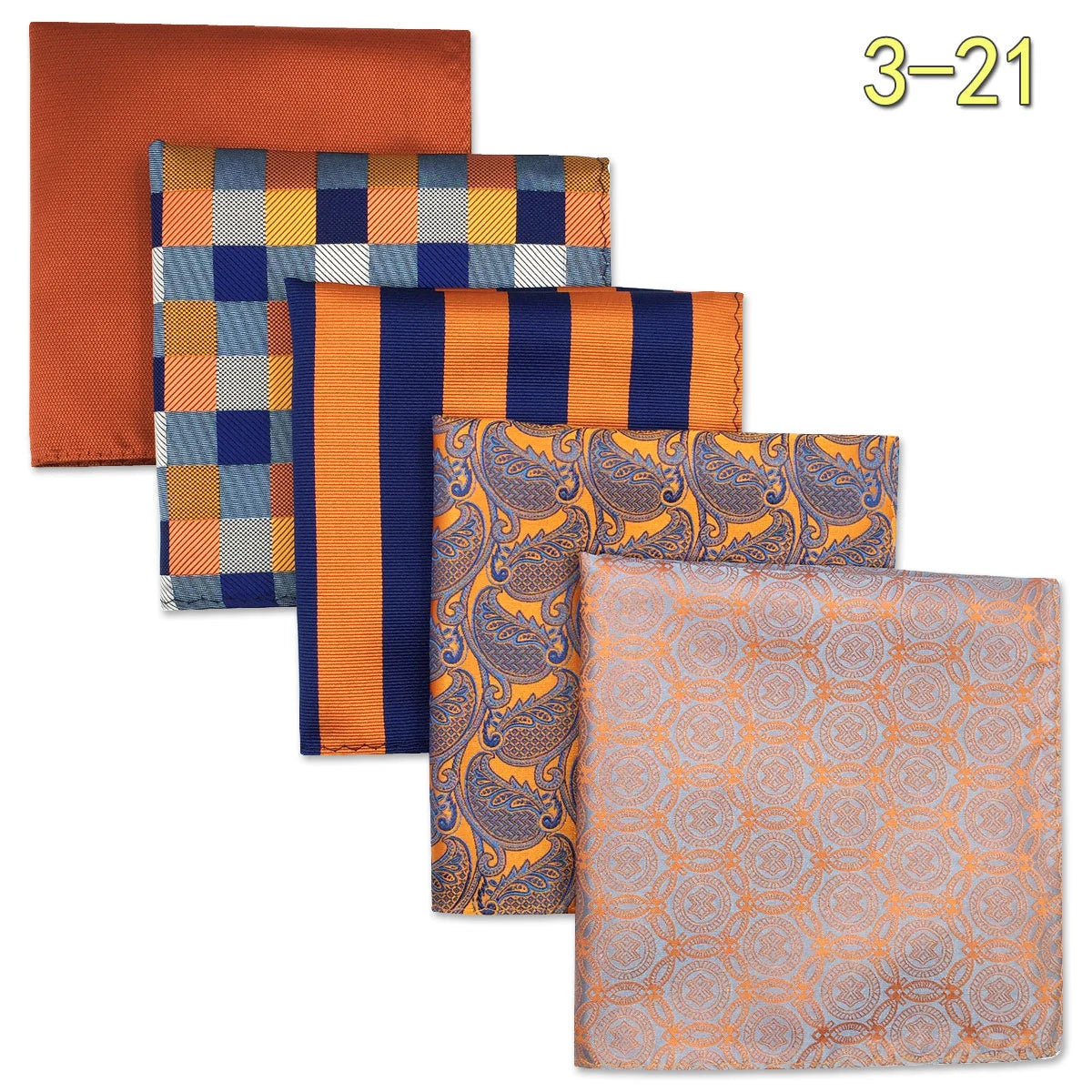 5 Pieces Colorful Assorted Mens Pocket Square Classic Handkerchief Set Gift