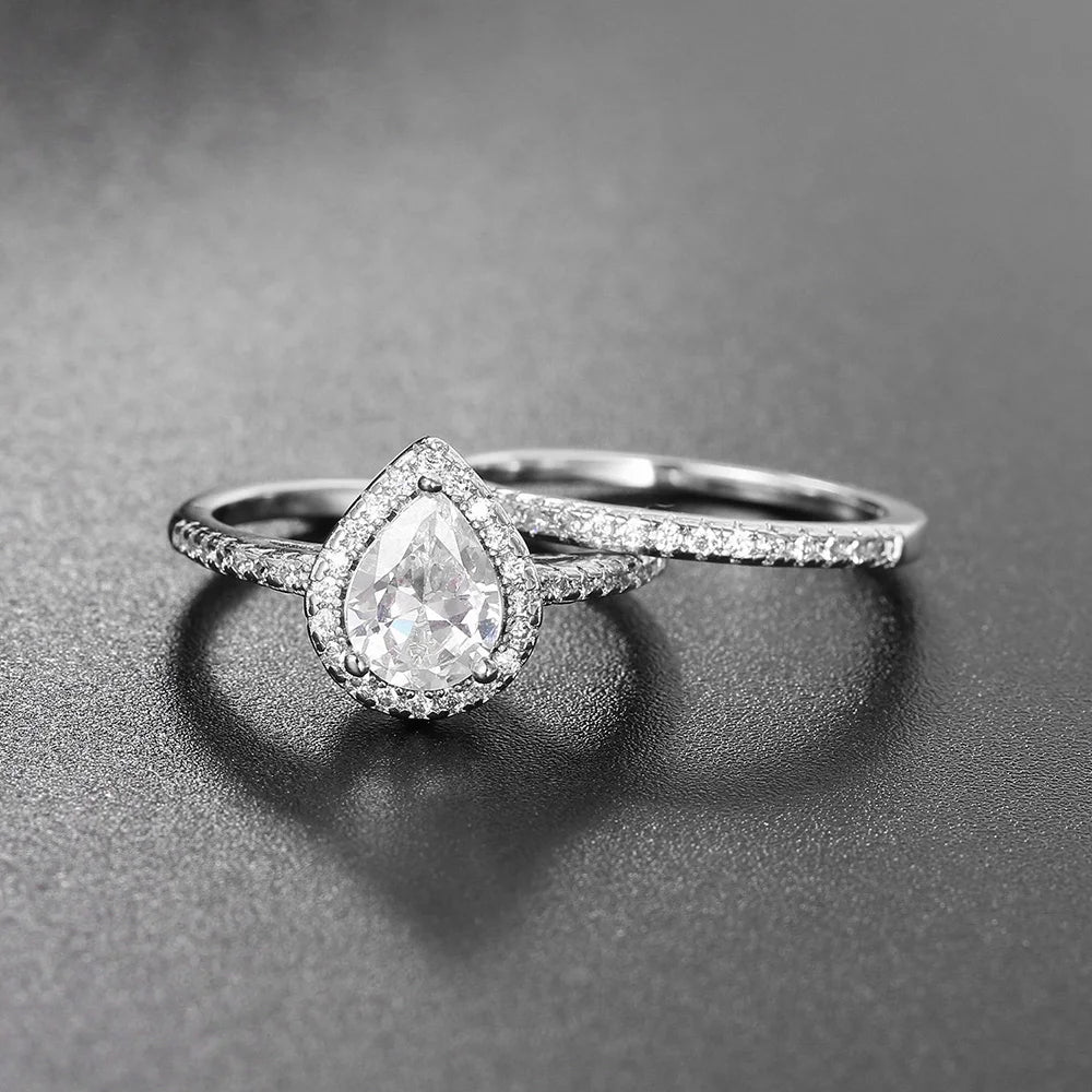 Adjustable Solitaire Rings for Women Bridal Classic Silver Color AAA+Cubic Zirconia Wedding Engagement Marriage Ring Jewelry
