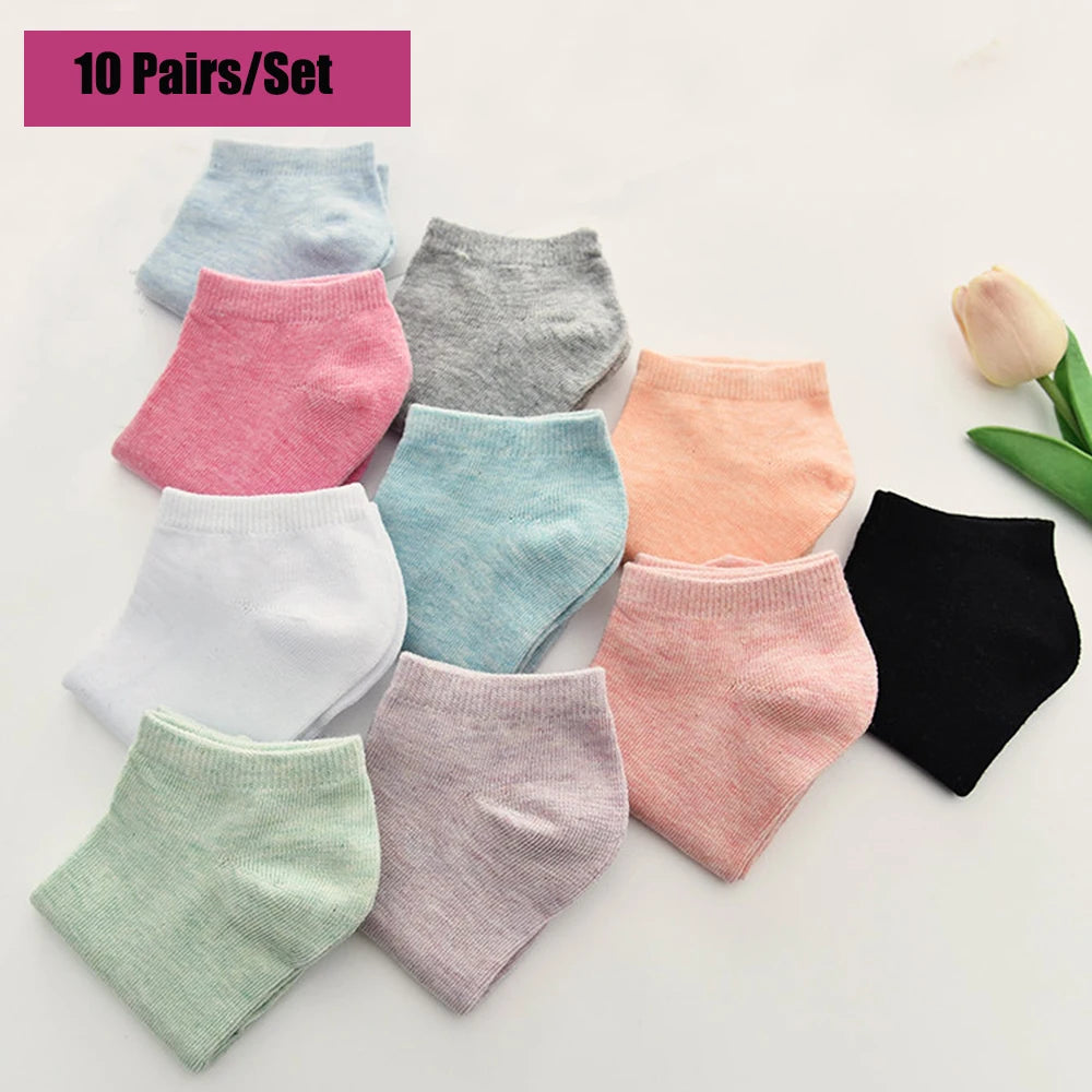10/20/40 Pairs/Set Women's Candy Colors Cotton Women Short Socks Ankle Breathable Invisible Socks Casual Summer Thin Socks