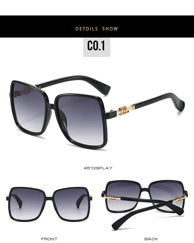 New Oversized Rectangle Sunglasses Women's Fashion Square Sun Glasses Men's Classic Vintage Eyewear UV400 Oculos De Sol