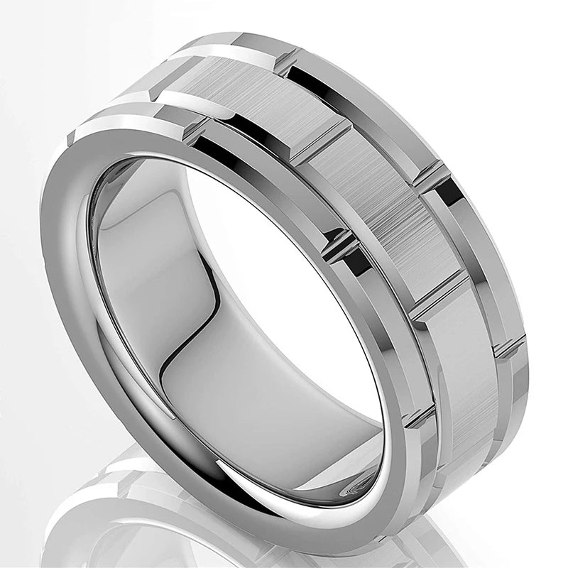 Fashion Stainless Steel Rings for Men Jewelry Accessories Anniversary Gift Trendy Double Groove Watch Band Shape Brushed Rings