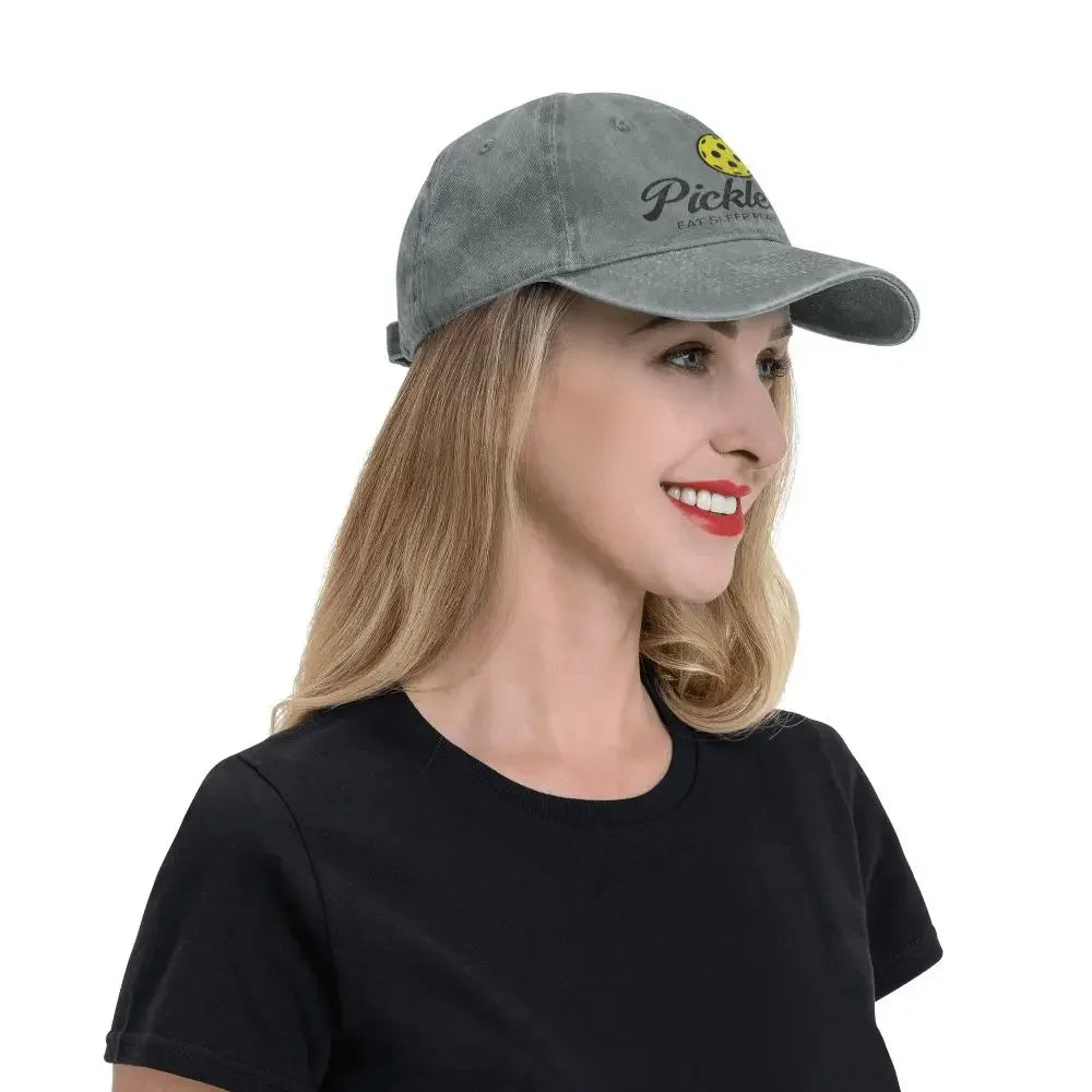 Pickleball Lover Enthusiasts Baseball Cap Merch Fashion Distressed Denim Racket Paddle Sport Headwear Men Summer Hats Cap