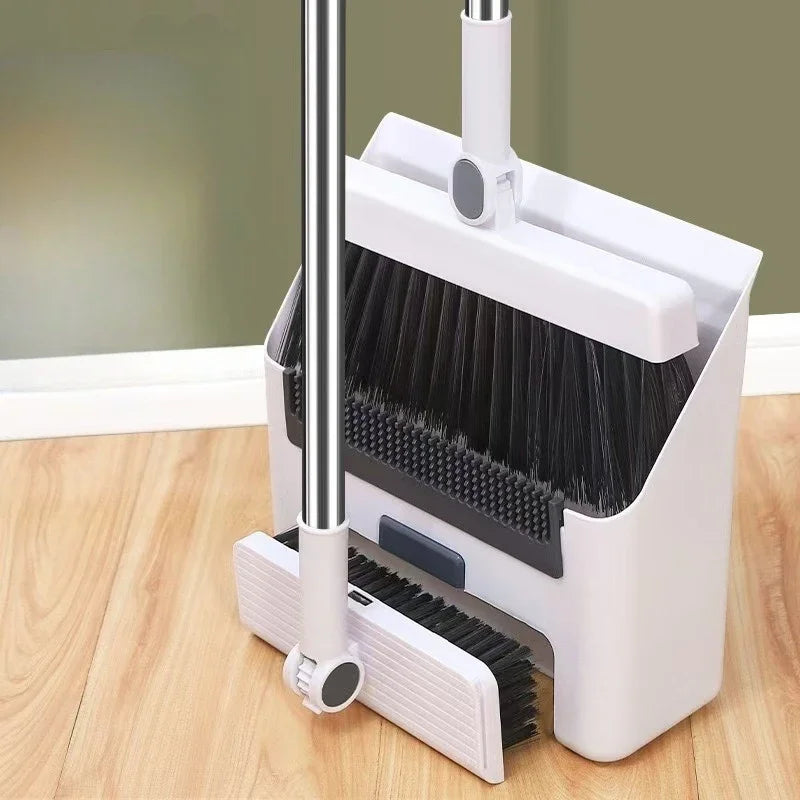 3-in-1 Foldable Broom Set – Durable Soft Bristle & Dustpan