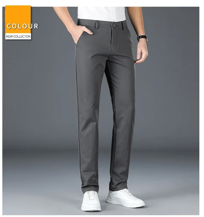 2024 Spring Autumn Men's Casual Pants Man Slim Fit Chinos Fashion Trousers Male Formal Trousers Brand Clothing Plus Size 30-40