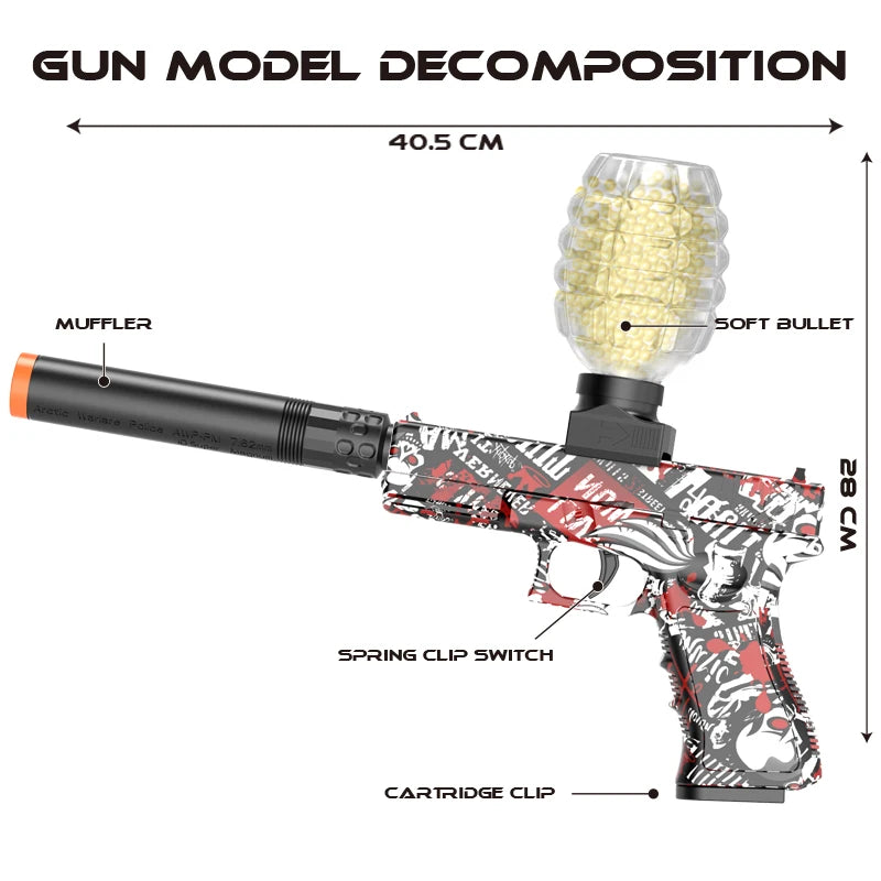 G18.Electric Gel Ball Blaster Toy Gun, High-Speed Rechargeable, Summer Outdoor Fun, Family Pool/BBQ Games