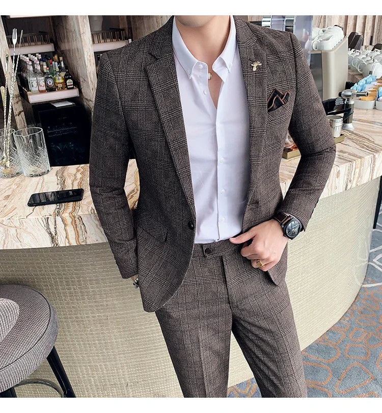 Blazer Plus Size 7XL Men's Blazer Fashion Business Italian Style Linen Leisure Wedding for Office Workers Assembling A Blazer