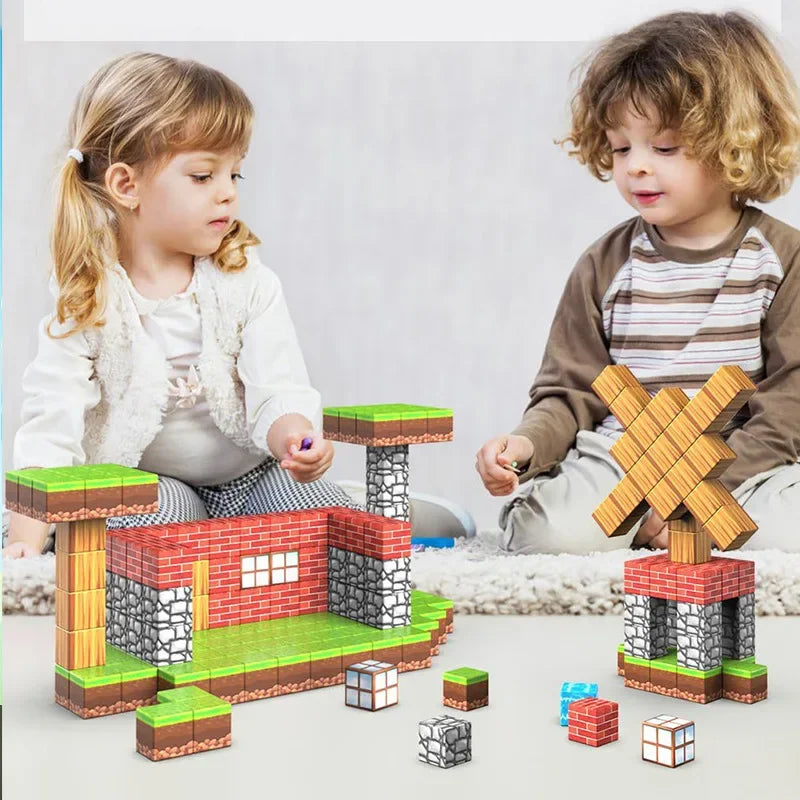 Magnetic building blocks create a mining magnet world for boys and girls, magnetic structure magnetic puzzle set, Montessori sen