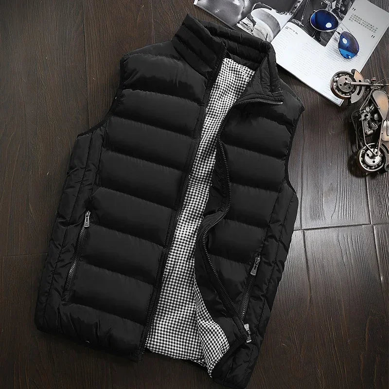 New Autumn Casual Sleeveless Vest Men Jacket Fashion Warm Windproof Cotton Coat Male Winter High Quality Clothing Men Waistcoat