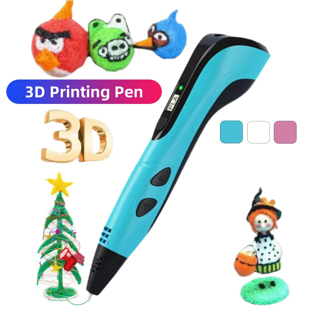 3D Printing Pen With LED Display 3D Pen Set for Kids Filament Children USB Drawing Tool Drawing Toy DIY Christmas Birthday Gift
