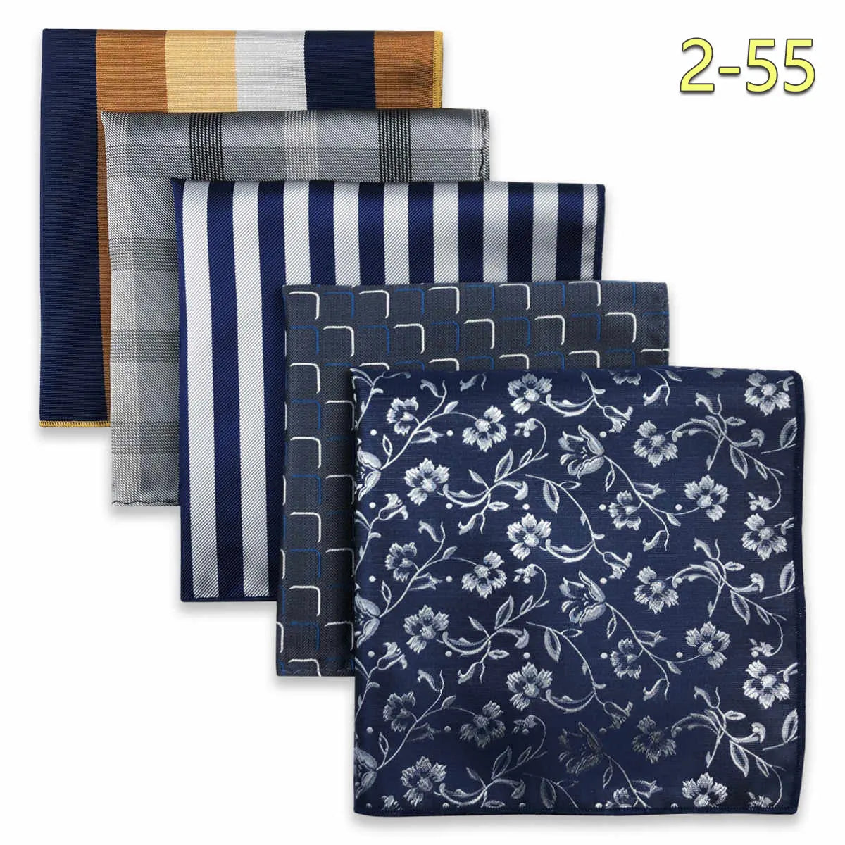 5 Pieces Colorful Assorted Mens Pocket Square Classic Handkerchief Set Gift