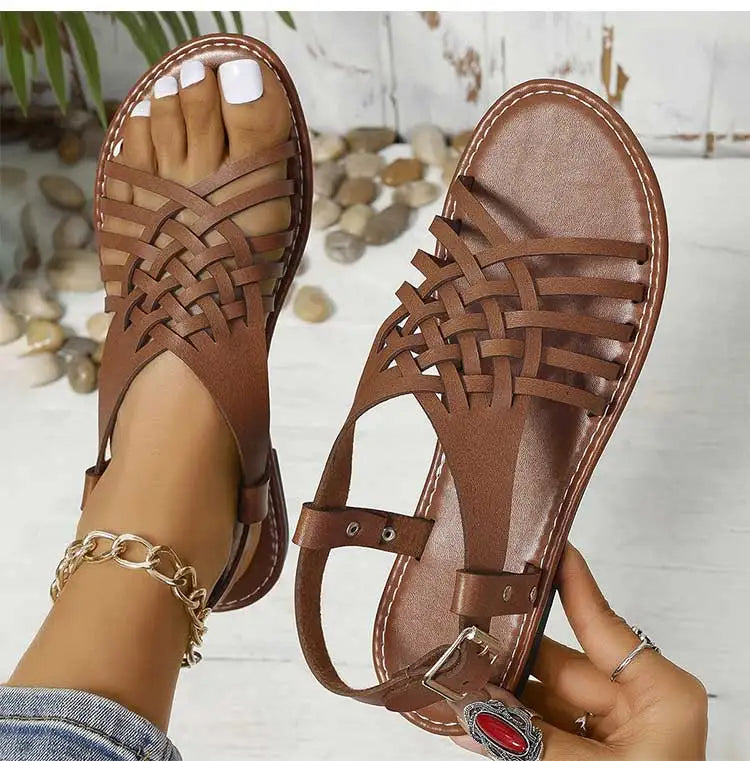 Women's Sandals 2025 Summer Sandals Shoes Woman Flat Sandalias De Mujer Casual Beach Shoes Summer Footwear Female Flats Sandals