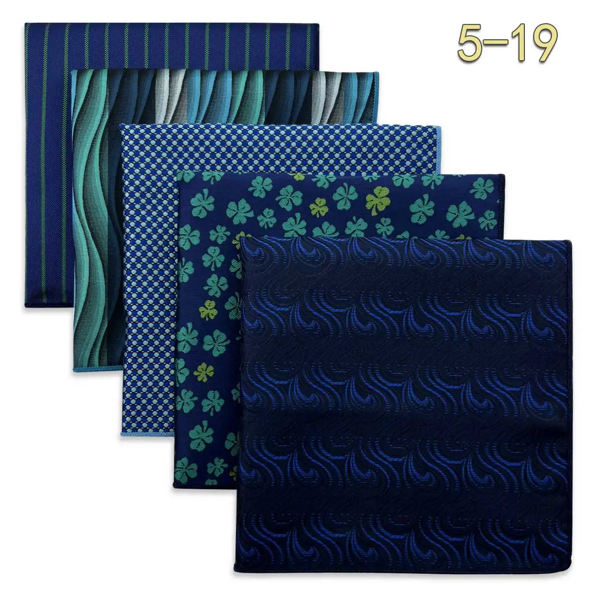 5 Pieces Colorful Assorted Mens Pocket Square Classic Handkerchief Set Gift