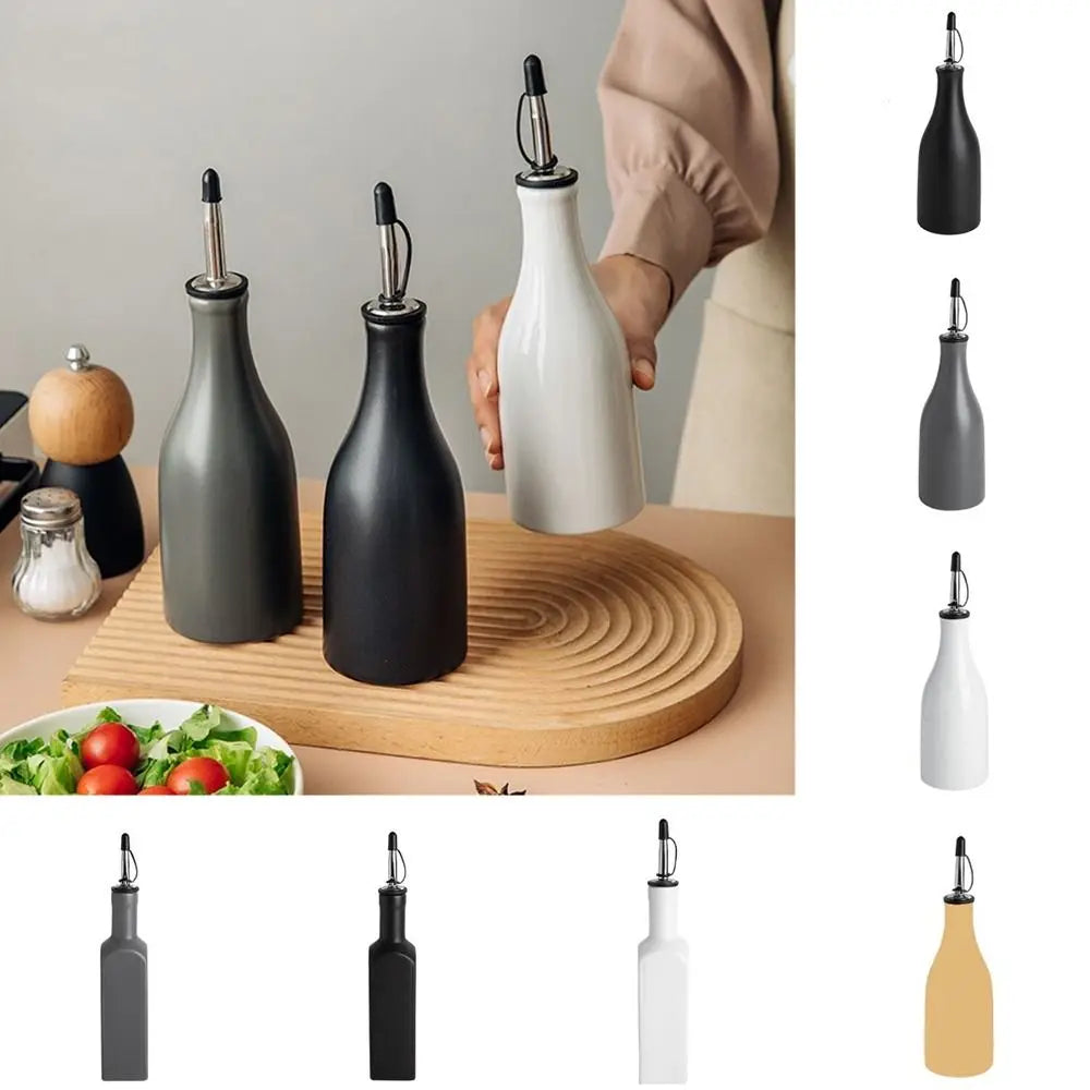 Reduce Oxidation Ceramic Olive Oil Dispenser Bottle Empty Modern Design Opaque Oil Cruet with Label Stickers Leak-proof