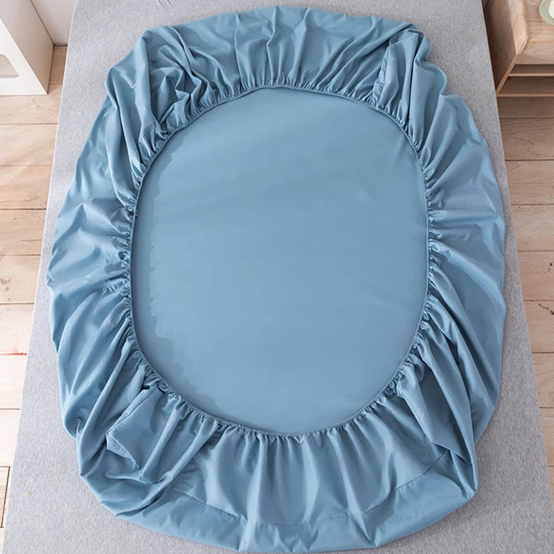 100% Microfiber Elastic Fitted Sheet Solid Color Double Bed Sheets Machine Washable Dust-Proof Mattress Cover with Deep Pocket