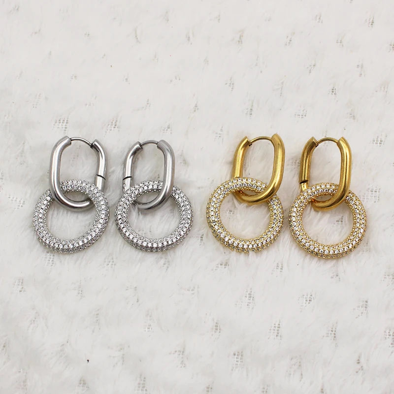 316L Stainless Steel Paperclip Links Bracelets With Cubic Zirconia T Toggle Clasp Waterproof Wristband Punk Hip Hop Jewelry