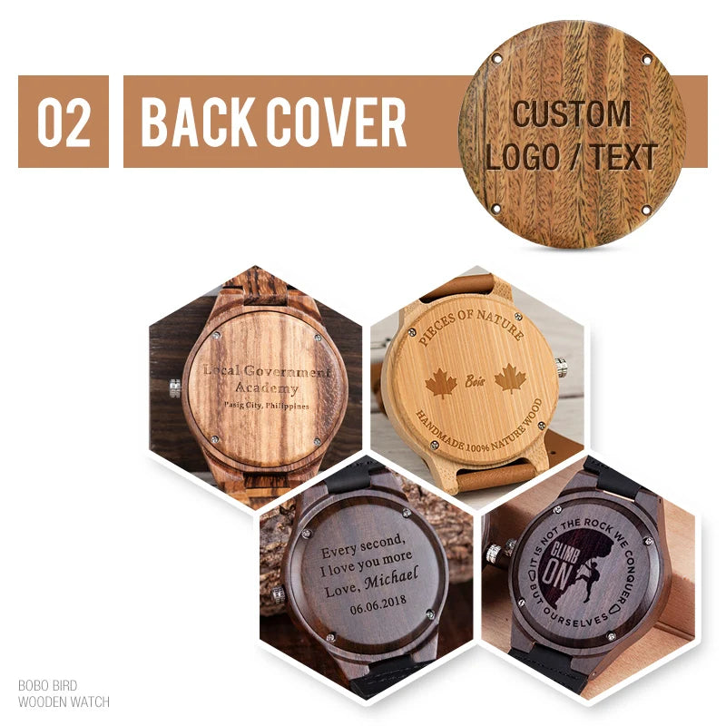 Personalized Gift Brand Logo MESSAGE Engraved Carved Laser Charge on Wood Watches Name Customize Service ONLY No Watch