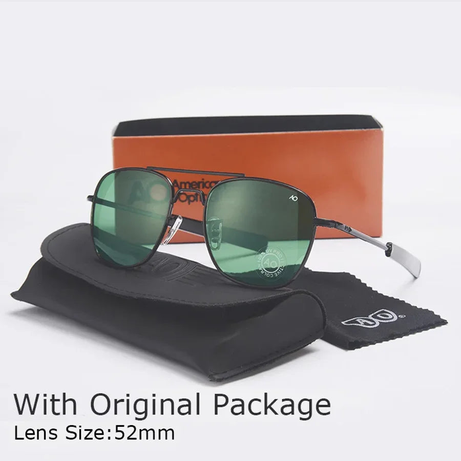 Fashion Classical Aviation Sunglasses Men AO Sun Glasses For Male American Army Military Glass Lens Oculos