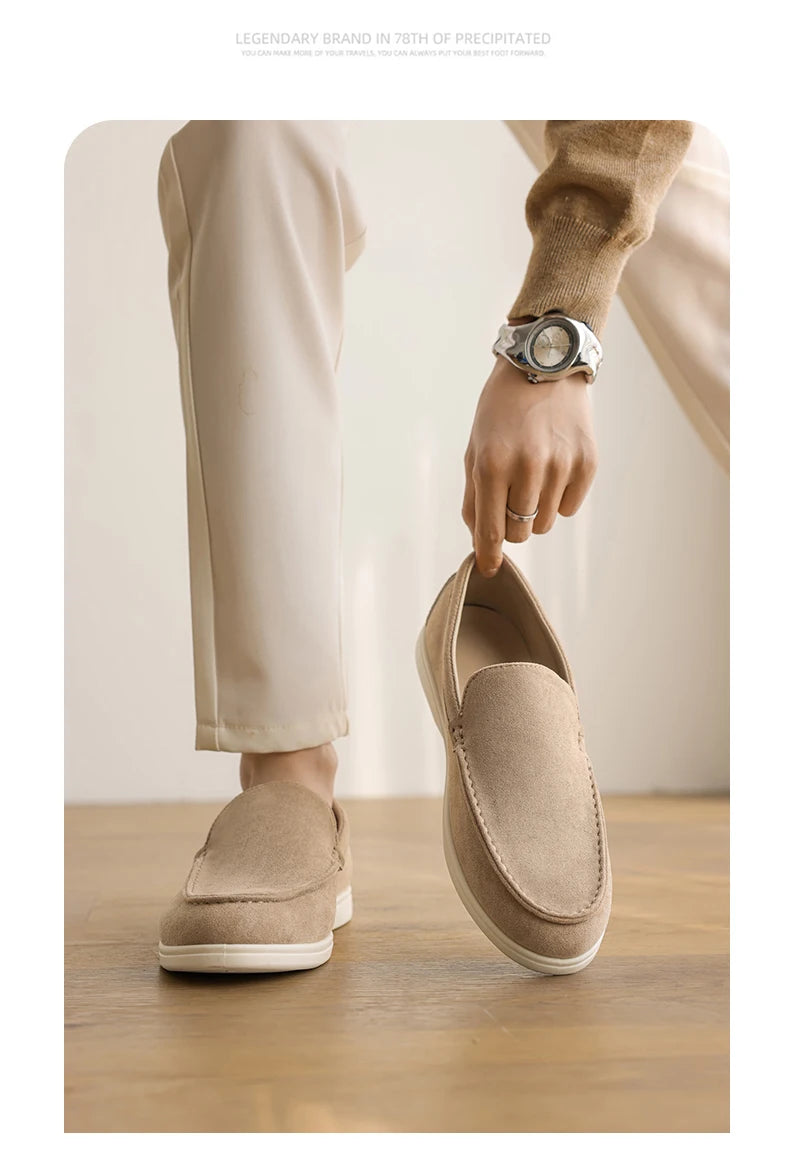 Men's Casual Shoes Suede Leather Loafers Classic British Style Men Shoes Lightweight Soft Moccasins Male Slip on Driving Flats