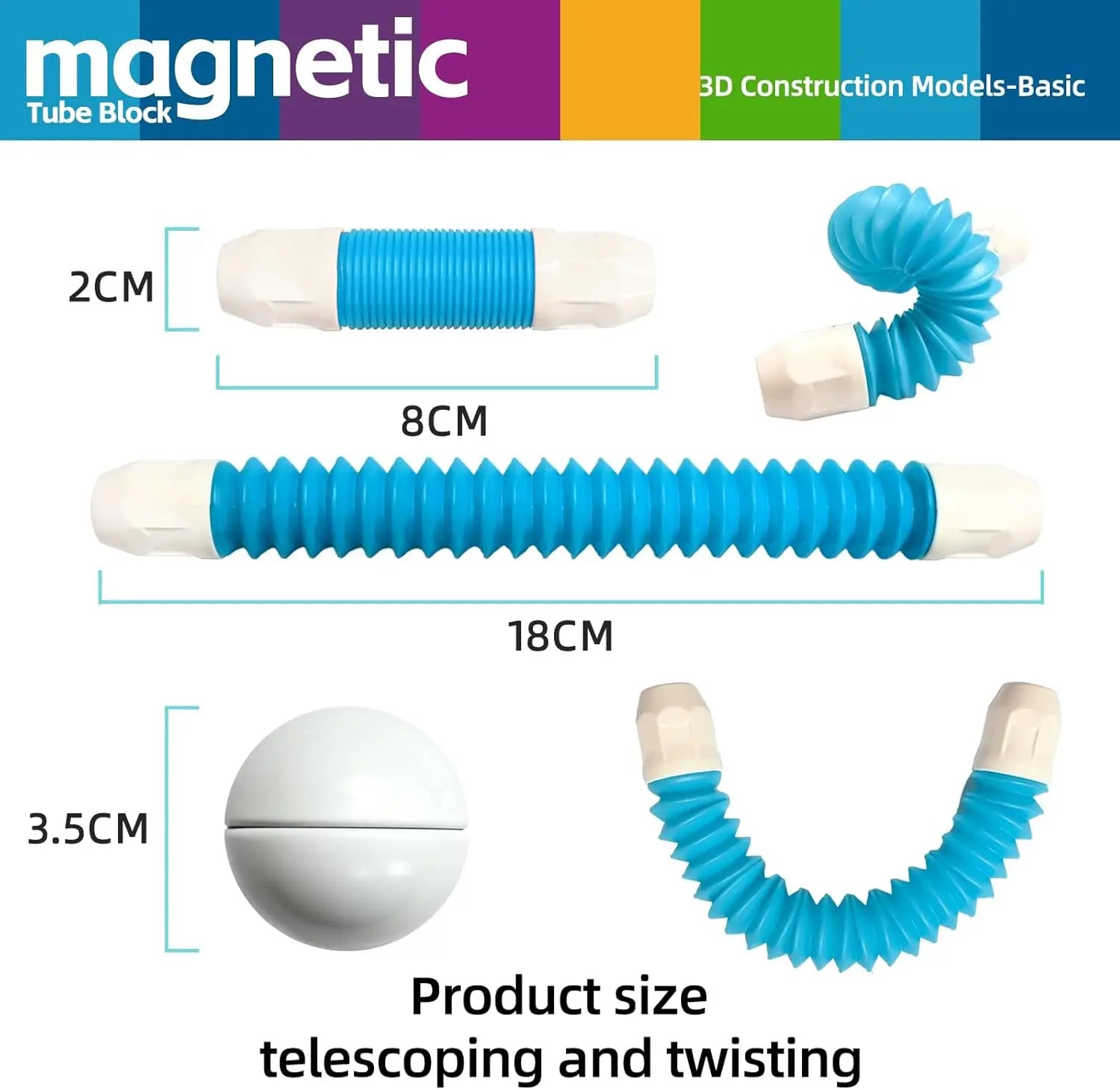 Flexible Retractable Magnetic Sticks Building Toy Set, Magnetic Tube Block, Flexible STEM Building Toys for 3+ Year Block Toys
